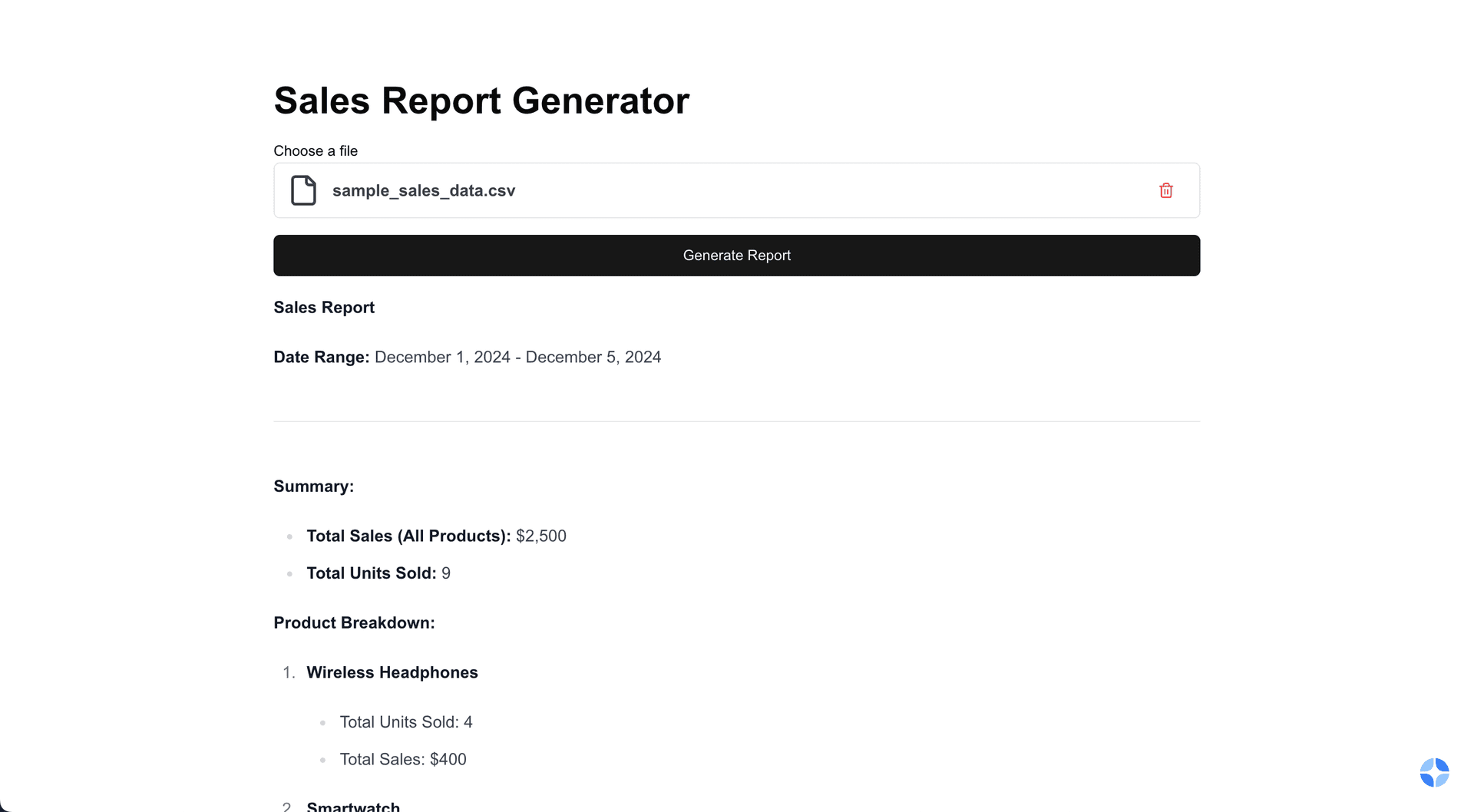 Sales report generator